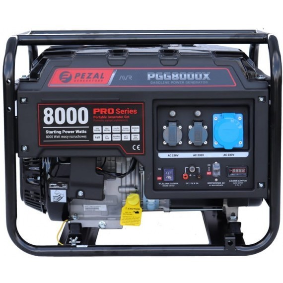 Генератор бензиновий PEZAL 1 фаза (230В), 6кВт, (PGG8000x)